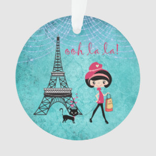 Personalisierten Oh La Paris Girl und Katze Ornament