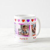 Personalisierten vier Foto, farbenfrohe Herzen, Fa Tasse (VorderseiteRechts)