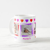 Personalisierten vier Foto, farbenfrohe Herzen, Fa Tasse (Vorderseite Links)