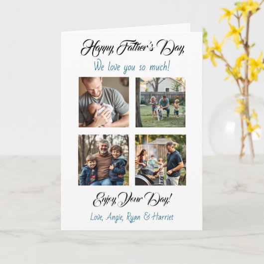 Personalisierten vier Fotovorlage Vatertag Karte (Gelbe Blume)