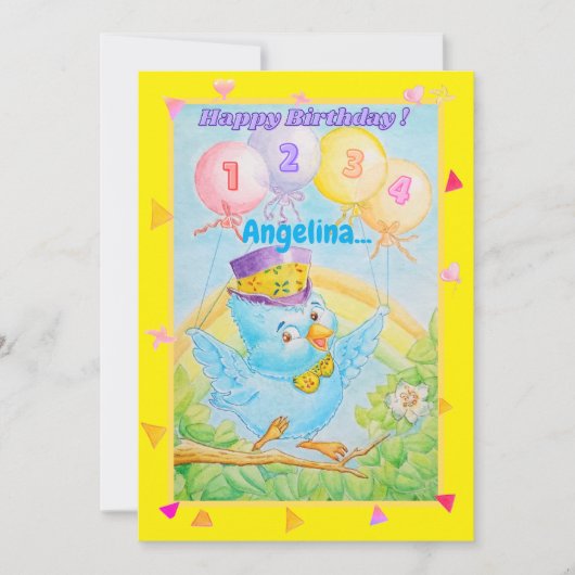Personalisierten vier Jahre alte Geburtstagskarte (Vorderseite)