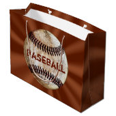 PERSONALISIERTEN Vintage Baseball-Geschenke markie Große Geschenktüte (Rückseite Schrägansicht)