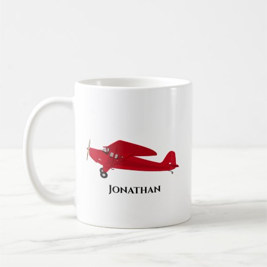 Personalisierten Vintage Red Airplane Coffee Cups Kaffeetasse (Links)