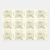 Personalisierten Vintage Tools - Zimmermann Geburt Geschenkpapier Set (Vorderseite 3)