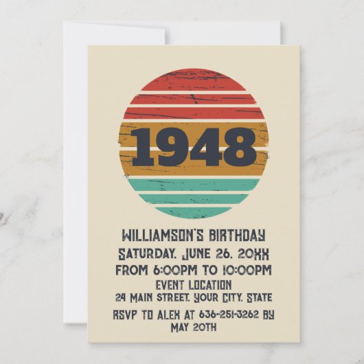 Personalisierten Vintagen 75. Geburtstag Einladung (Vorderseite)