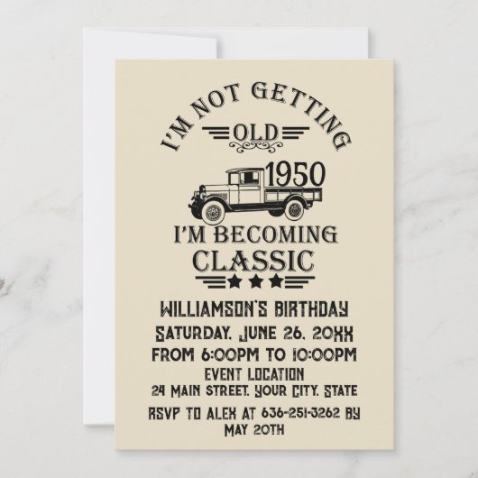 Personalisierten Vintagen 75. Geburtstag Einladung (Vorderseite)