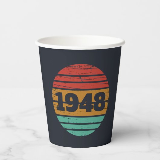 personalisierten Vintagen 75. Geburtstag Pappbecher (Rückseite)