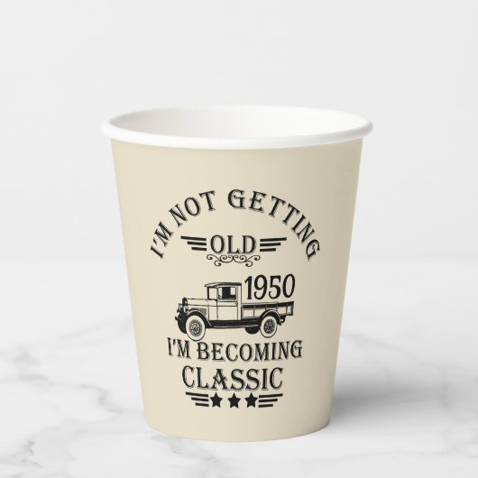 Personalisierten Vintagen 75. Geburtstag Pappbecher (Vorderseite)