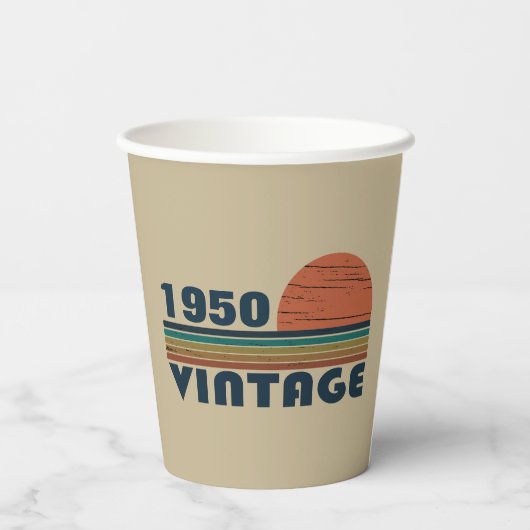 Personalisierten Vintagen 75. Geburtstag Pappbecher (Rückseite)