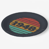 personalisierten Vintagen 75. Geburtstag Pappteller (Schrägansicht)