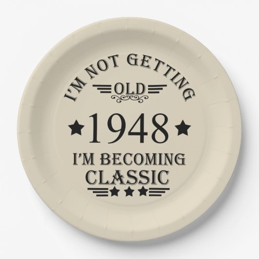 Personalisierten Vintagen 75. Geburtstag Pappteller (Vorderseite)
