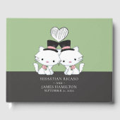 Personalisierten zwei Groom Cat Themed Gay Wedding Gästebuch (Vorderseite)