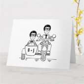 Personalisierten zwei Grooms Motorrad Hochzeit Karte (Gelbe Blume)