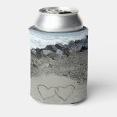 Personalisierten zwei Herzen im Sand Dosenkühler (Kanne Rückseite)