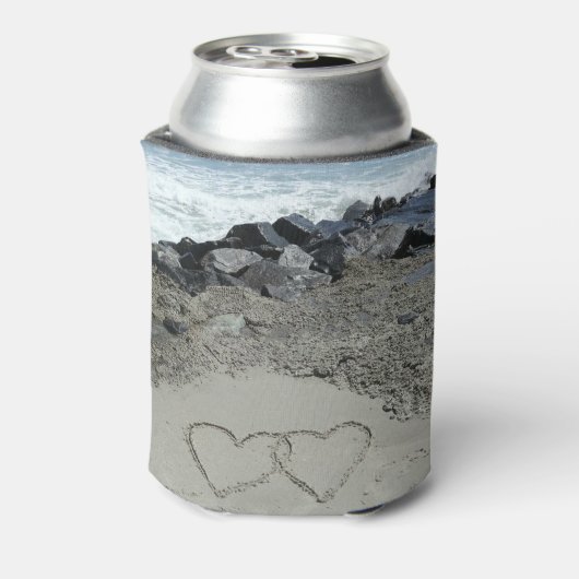 Personalisierten zwei Herzen im Sand Dosenkühler (Kanne Rückseite)