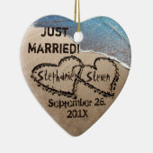 Personalisierten zwei Herzen im sandigen Herz-Orna Keramikornament (Rechts)