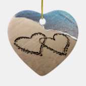 Personalisierten zwei Herzen im sandigen Herz-Orna Keramikornament (Hinten)