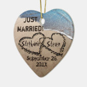 Personalisierten zwei Herzen im sandigen Herz-Orna Keramikornament (Links)