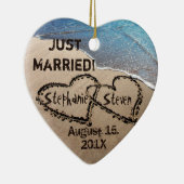 Personalisierten zwei Herzen im sandigen Herz-Orna Keramikornament (Rechts)