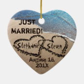 Personalisierten zwei Herzen im sandigen Herz-Orna Keramikornament (Hinten)