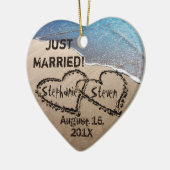 Personalisierten zwei Herzen im sandigen Herz-Orna Keramikornament (Links)