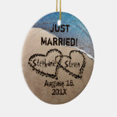 Personalisierten zwei Herzen in der Sand-Ornament Keramik Ornament (Rechts)