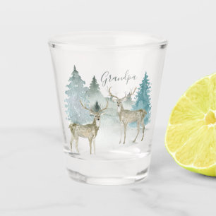 Personalisierten Zwei-Stag-Hirsche in Wald Schnapsglas
