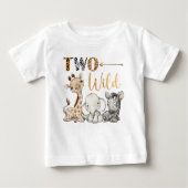 Personalisierten zwei Wild Safari Erster Geburtsta Baby T-shirt (Vorderseite)