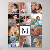 Personalisierten zwölf Foto Collage und Monogramm Poster (Vorne)