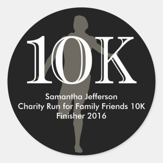 Personalisierter 10k-Lauf-Sake Runder Aufkleber (Vorderseite)