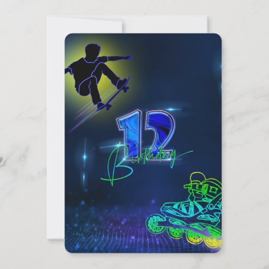 Personalisierter 12. Geburtstagskind Einladung (Rückseite)