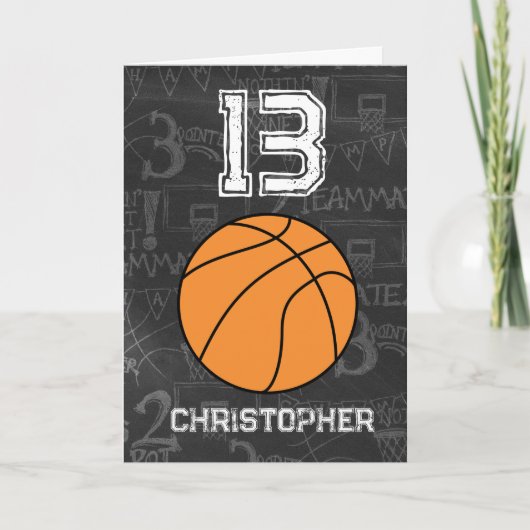 Personalisierter 13. Geburtstag Basketball Karte (Vorderseite)