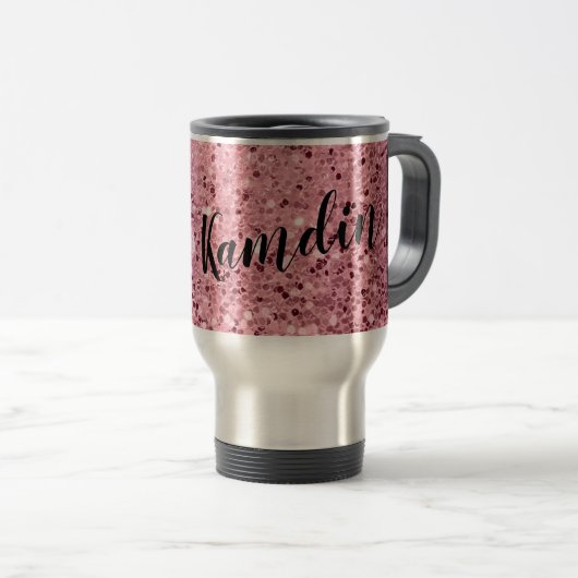 Personalisierter 15-Unzen-Kaffee-Tasse-Rose Gold-G Reisebecher (VorderseiteRechts)