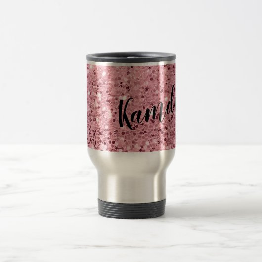 Personalisierter 15-Unzen-Kaffee-Tasse-Rose Gold-G Reisebecher (Mittel)