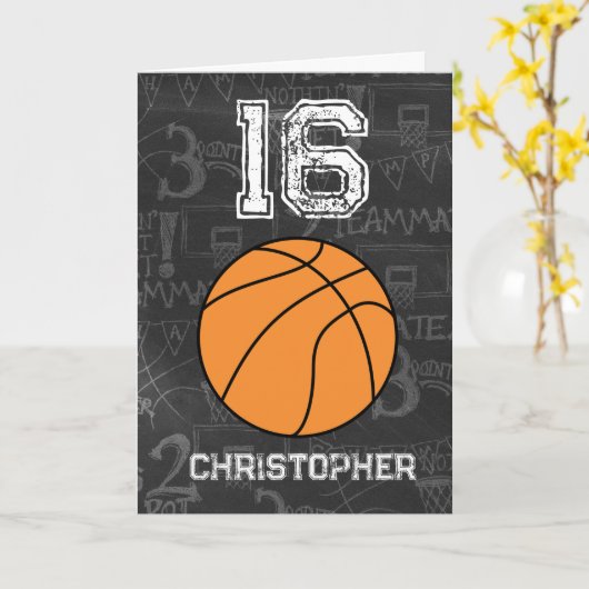 Personalisierter 16. Geburtstag Basketball Karte (Gelbe Blume)