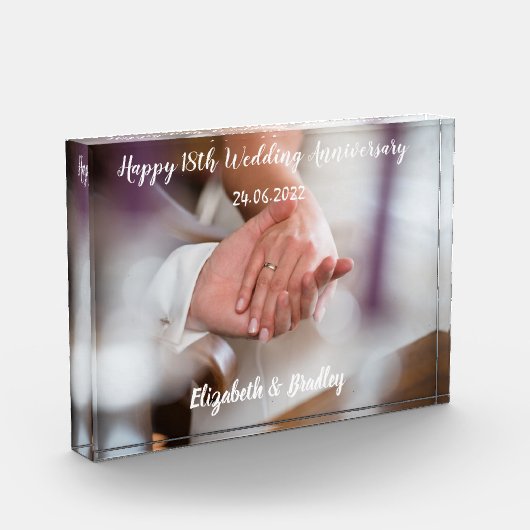 Personalisierter 18. Jubiläum Akryllischer Foto-Bl Fotoblock (Links)