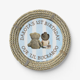 Personalisierter 1. Geburtstag Cowboy Themenkuchen Pappteller