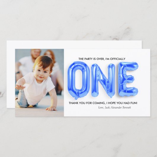 Personalisierter 1. Geburtstag Dankeschön-Karte Dankeskarte (Vorne/Hinten)