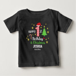 Personalisierter 1. Geburtstag & Erstes Weihnachts Baby T-shirt