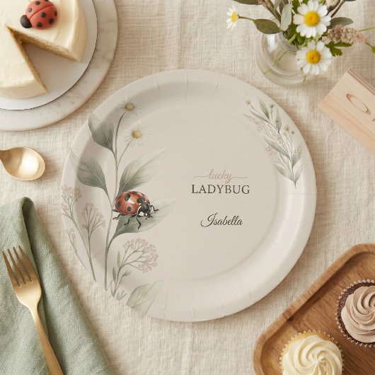 Personalisierter 1. Geburtstag Glückskäfer Pappteller