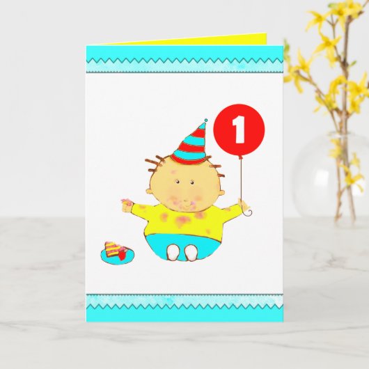 personalisierter 1. Geburtstag Karte (Gelbe Blume)