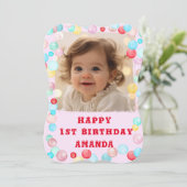 Personalisierter 1. Geburtstag mit Foto Postcar Einladung (Stehend Vorderseite)