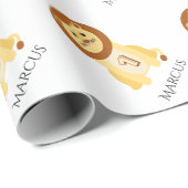 Personalisierter 1. Geburtstagsbaby-Tierlöwe Geschenkpapier (Rolleneckpunkt)