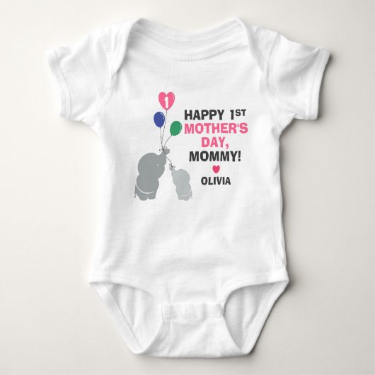 Personalisierter 1. Muttertag für Baby Girl Baby Strampler (Vorderseite)