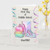 Personalisierter 1. Tag der Mittelschule Karte (Gelbe Blume)