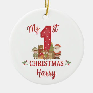 Personalisierter 1. Weihnachtsbaumschmuck Keramik Ornament