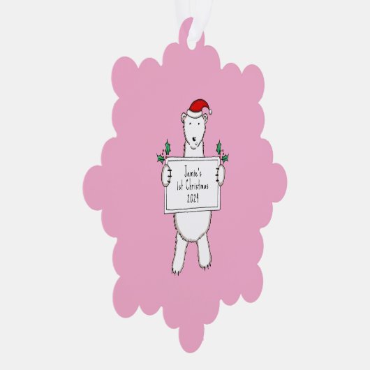 Personalisierter 1. Weihnachtspolar Ornament Karte (Rechts)