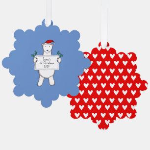 Personalisierter 1. Weihnachtspolar Ornament Karte