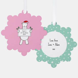 Personalisierter 1. Weihnachtspolar Ornament Karte