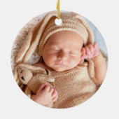 Personalisierter 1. Weihnachtsschneemann mit Foto Keramik Ornament (Hinten)